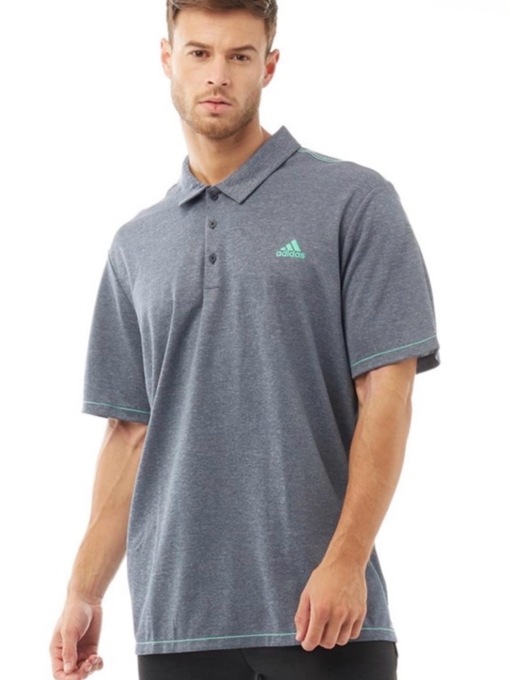 adidas Men's Charcoal Polo with Teal Accent Logo